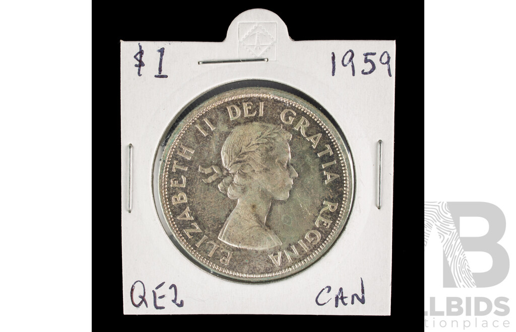 Canada 1959 QE2 Silver One Dollar Coin .800