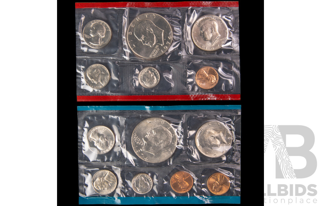 USA 1974 US Mint UNC Coin Sets in Original Packaging