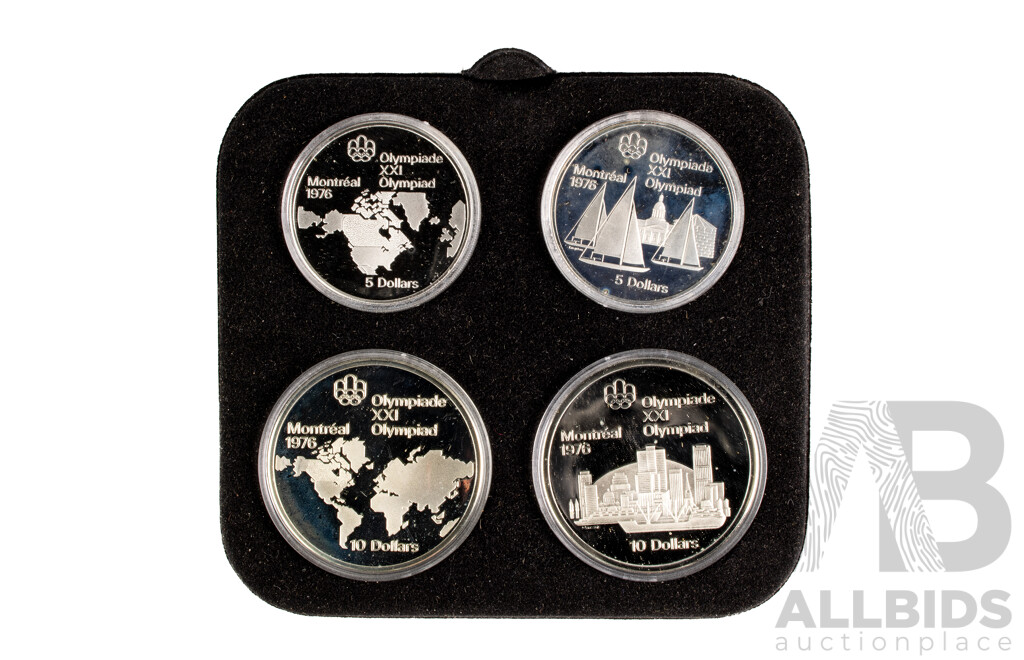 Canada 1976 Four Silver Proof Coin Set, Montreal Olympic Games .925