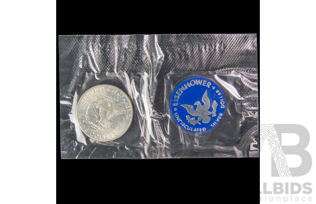 USA 1971 US Silver Eisenhower UNC Dollar in Original Packaging .400