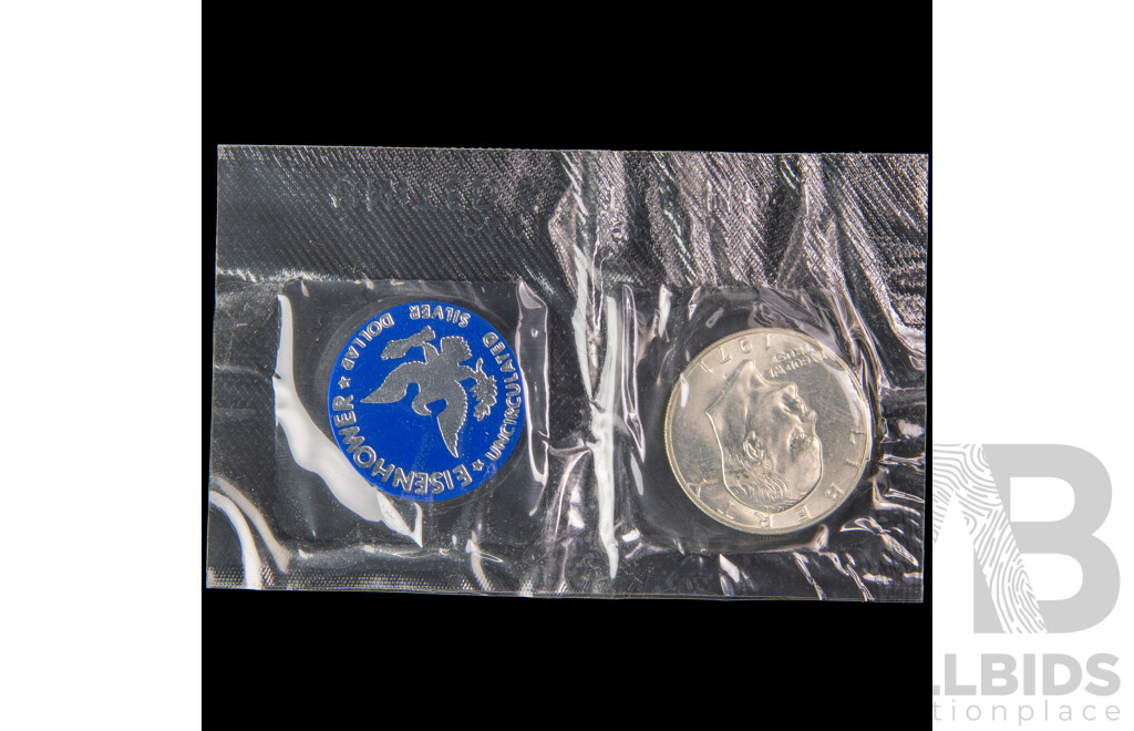 USA 1971 US Silver Eisenhower UNC Dollar in Original Packaging .400