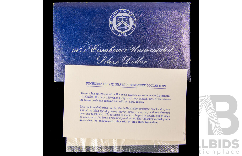 USA 1971 US Silver Eisenhower UNC Dollar in Original Packaging .400