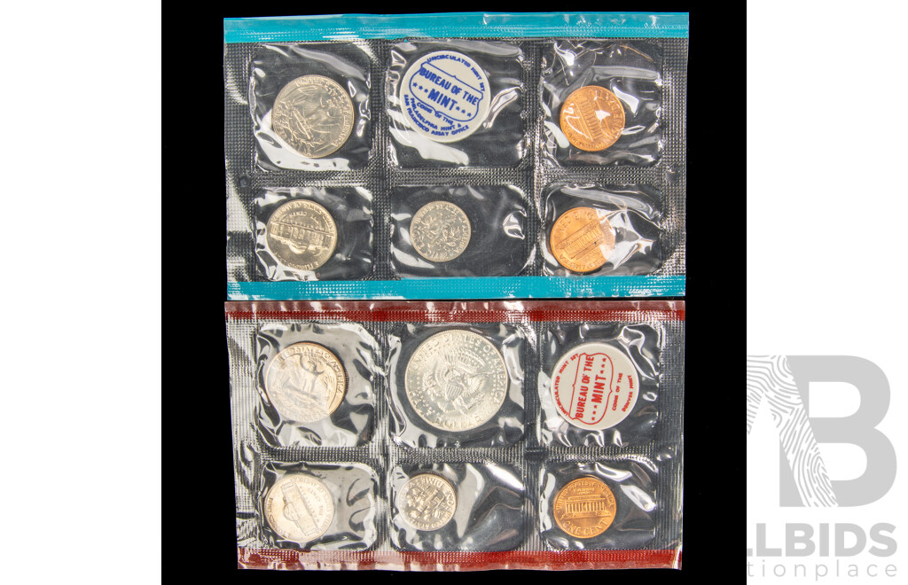 Four USA 1974 US Mint UNC Coin Sets Including 1970, 1971, 1972, 1987 All in Original Packaging