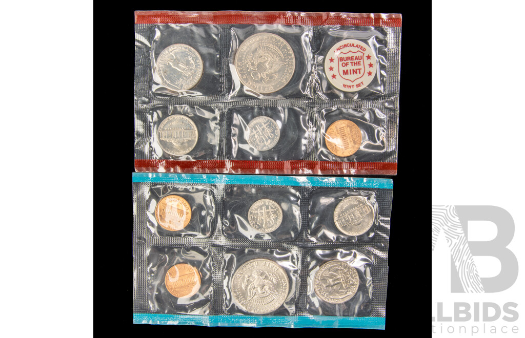 Four USA 1974 US Mint UNC Coin Sets Including 1970, 1971, 1972, 1987 All in Original Packaging