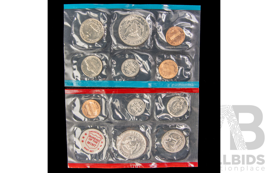 Four USA 1974 US Mint UNC Coin Sets Including 1970, 1971, 1972, 1987 All in Original Packaging
