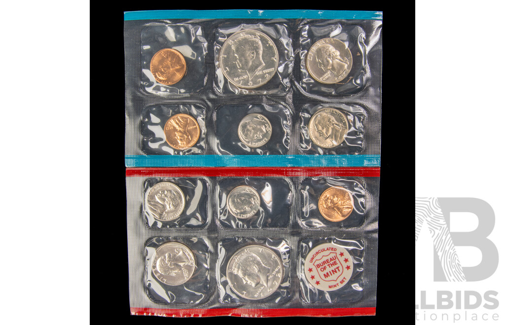 Four USA 1974 US Mint UNC Coin Sets Including 1970, 1971, 1972, 1987 All in Original Packaging