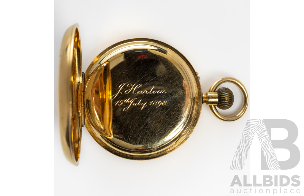 18ct Antique English Lever Open Face Pocket Watch, 48mm, Hallmarked 1891 Birmingham, 98.28 Grams