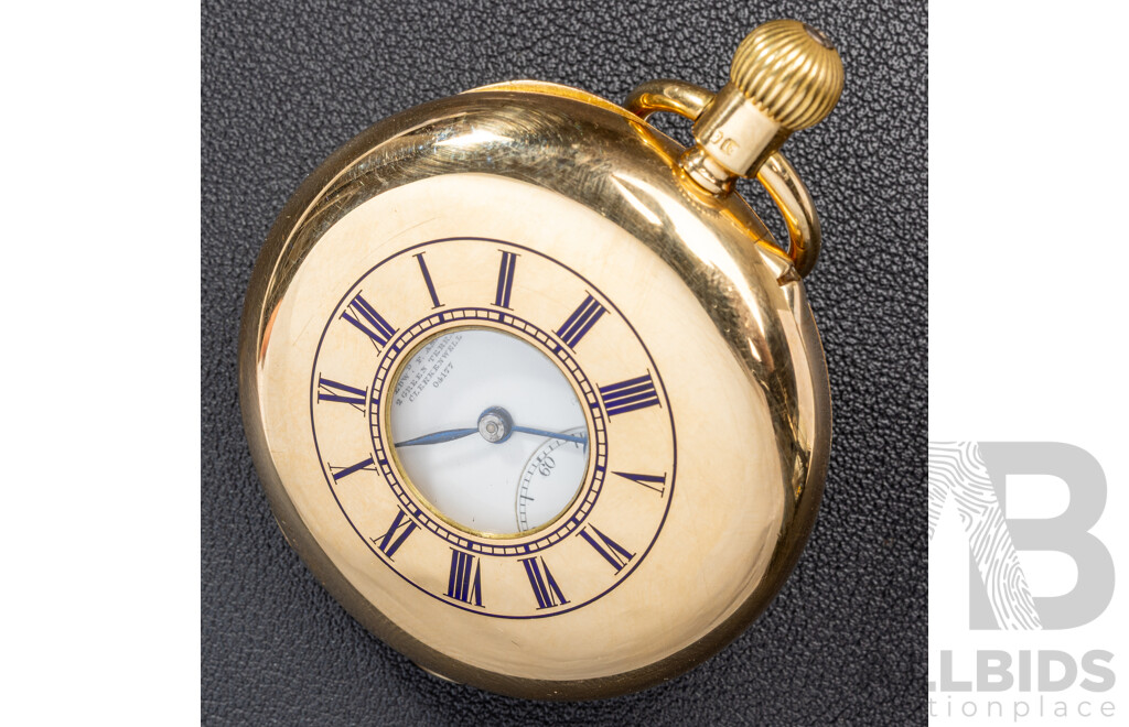 Antique 18ct E F Ashley Clerkenwell 48mm Demi Hunter Pocket Watch, Circa 1890's, 123.0 Grams