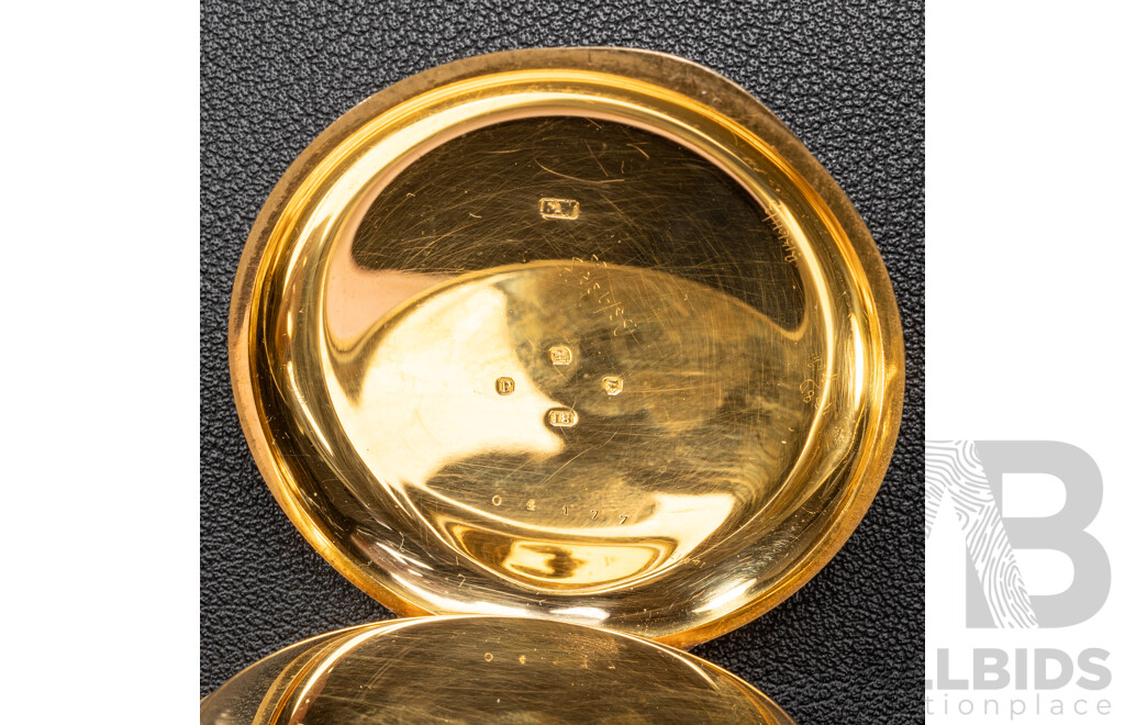 Antique 18ct E F Ashley Clerkenwell 48mm Demi Hunter Pocket Watch, Circa 1890's, 123.0 Grams