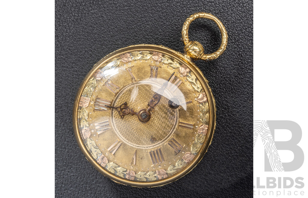 Antique 18ct Smith & Gamble Dublin Gold Hunter Pocket Watch with Gold Dial, 42mm, Circa Mid 1800's, 69.94 Grams