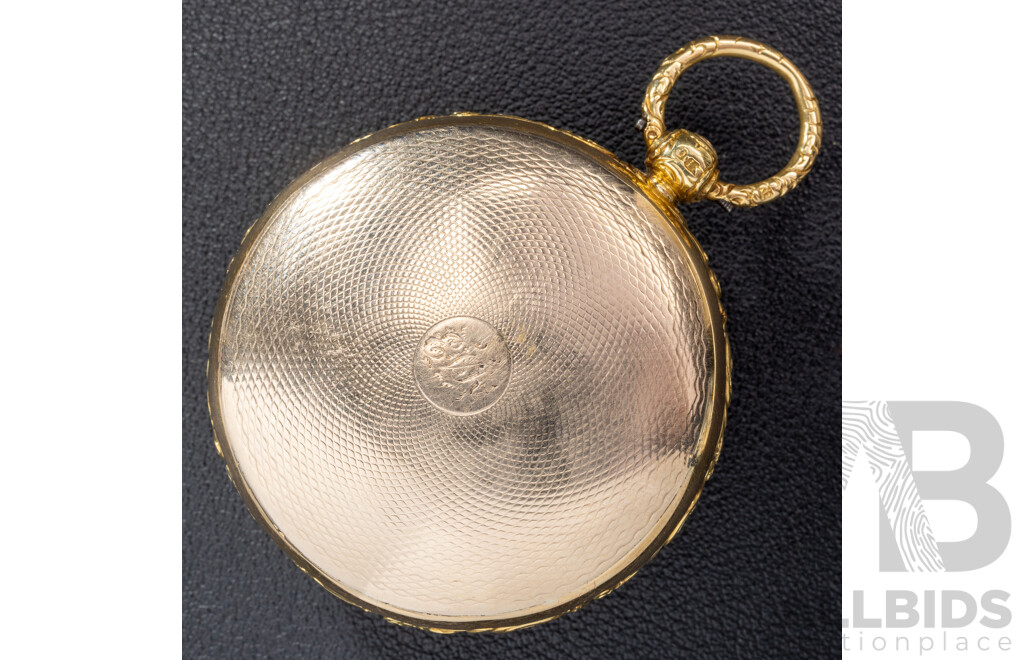 Antique 18ct Smith & Gamble Dublin Gold Hunter Pocket Watch with Gold Dial, 42mm, Circa Mid 1800's, 69.94 Grams