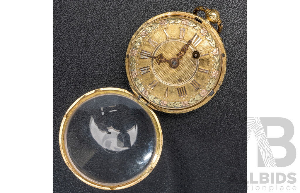 Antique 18ct Smith & Gamble Dublin Gold Hunter Pocket Watch with Gold Dial, 42mm, Circa Mid 1800's, 69.94 Grams