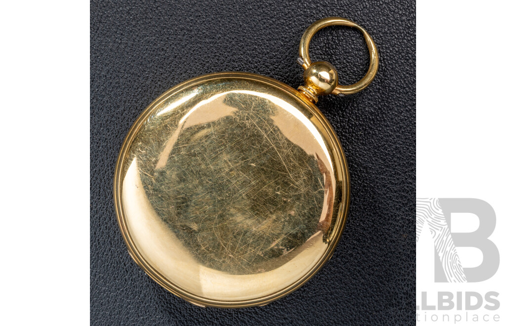 Antique 18ct Thomas Boxell Brighton 42mm Open Faced Pocket Watch, Circa 1873, 66.03 Grams