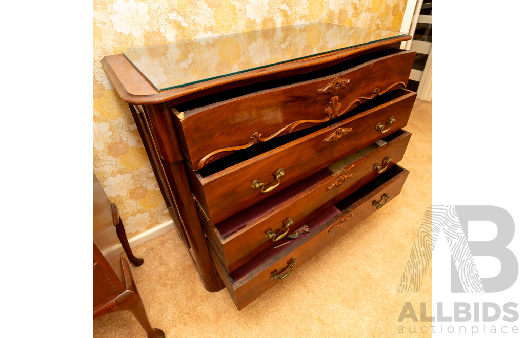 Victorian Flame Mahogany Four Drawer Chest