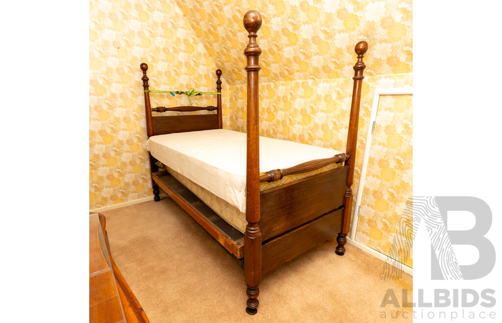 Victorian Mahogany Four Poster Single Bed
