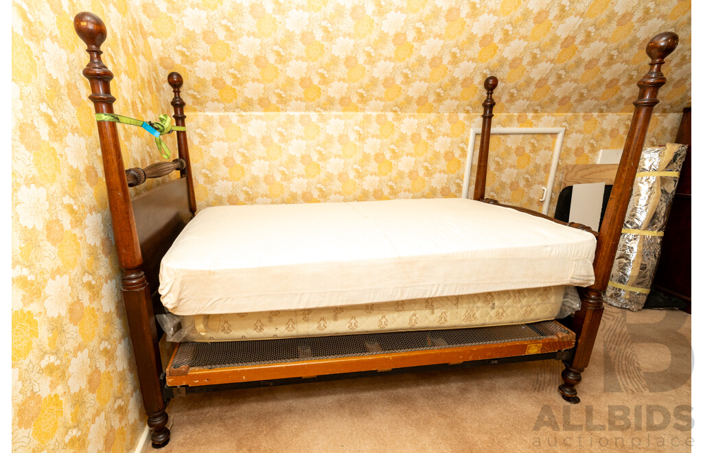 Victorian Mahogany Four Poster Single Bed