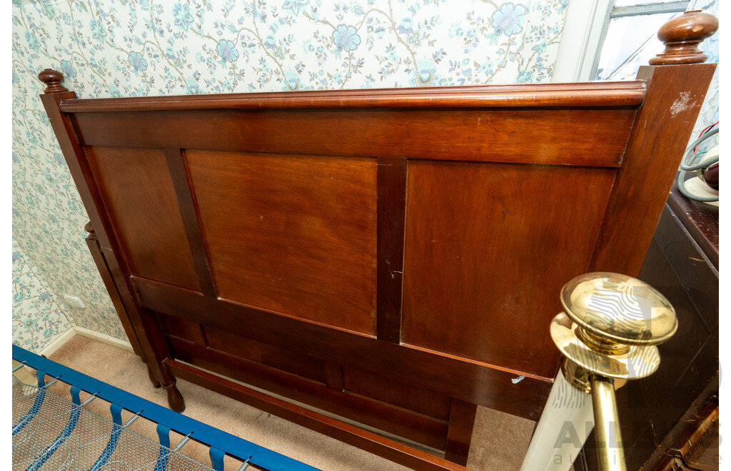 Art Deco Mahogany Headboard and Bed End