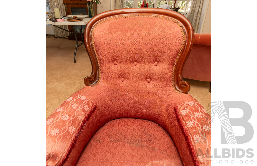 Victorian Mahogany Grandfather Chair