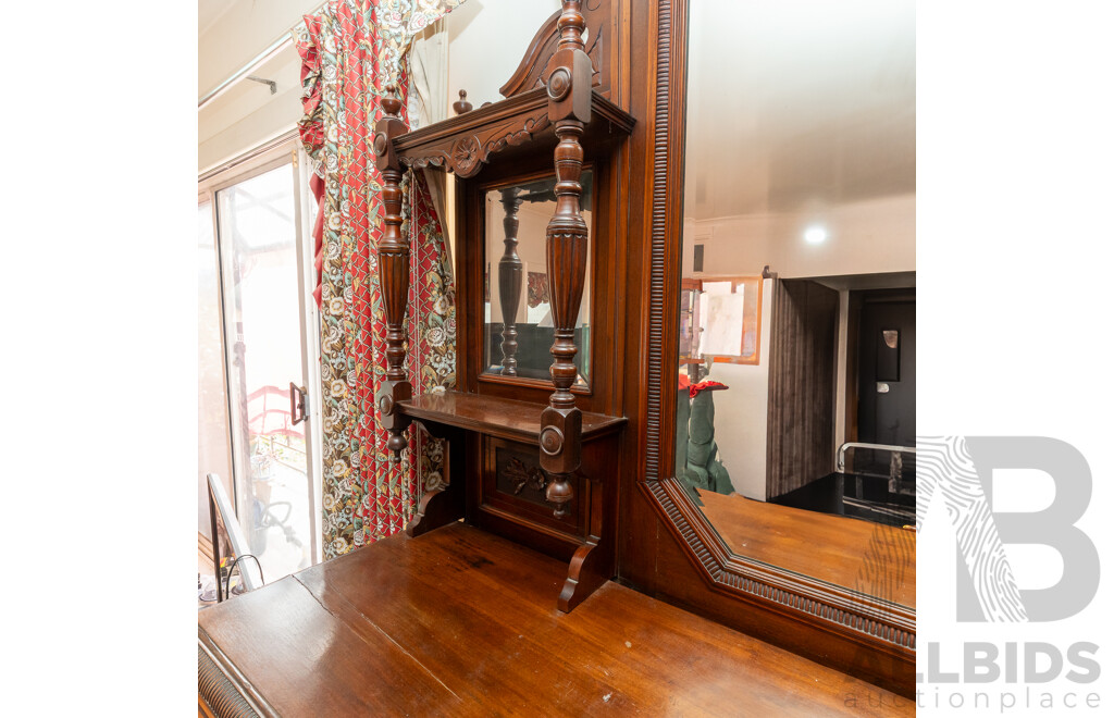 Large Victorian Blackwood Mirror Back Sideboard