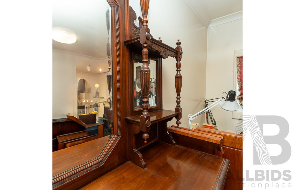 Large Victorian Blackwood Mirror Back Sideboard