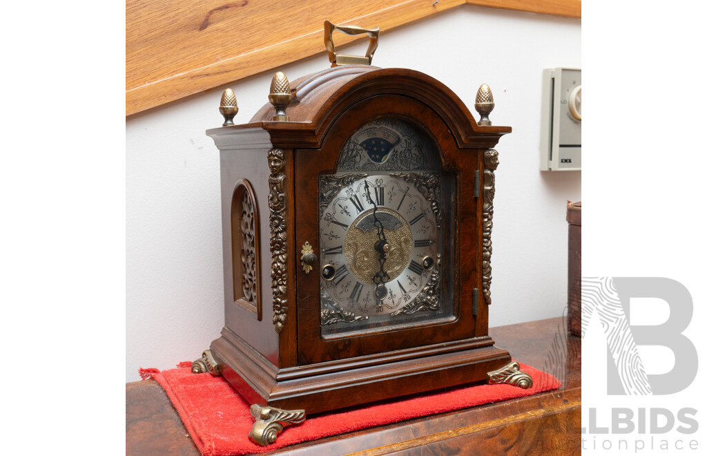 Warmink Moonphase Mantle Clock in Timber Case