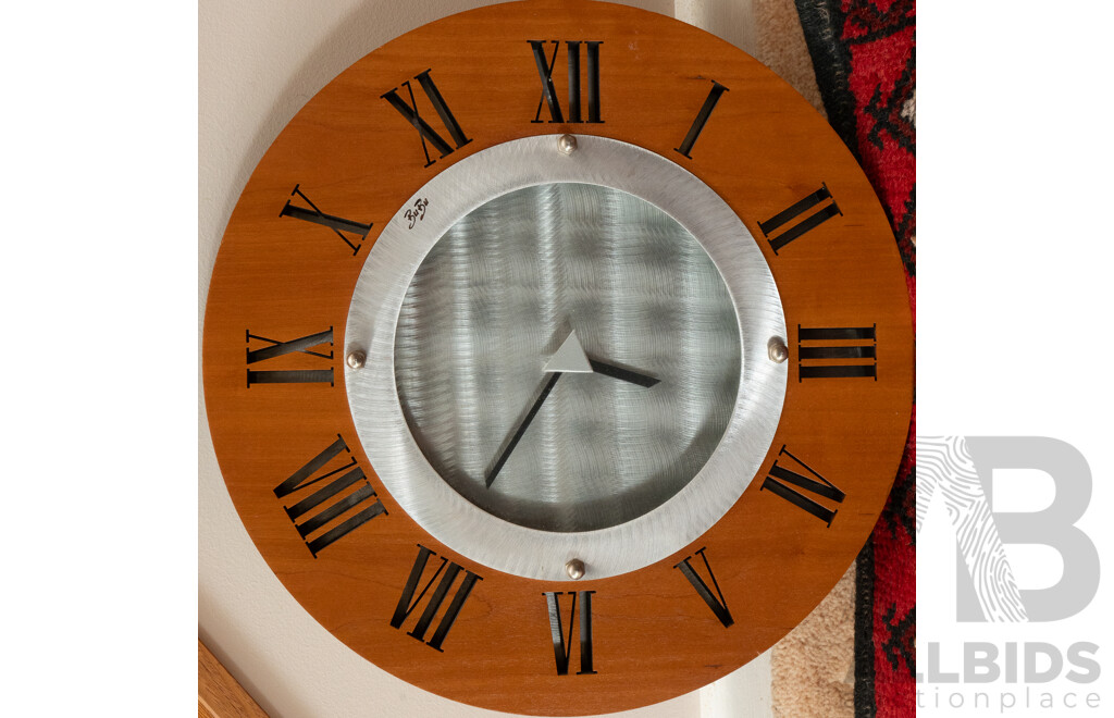 Modern Metal and Plywood Wall Clock