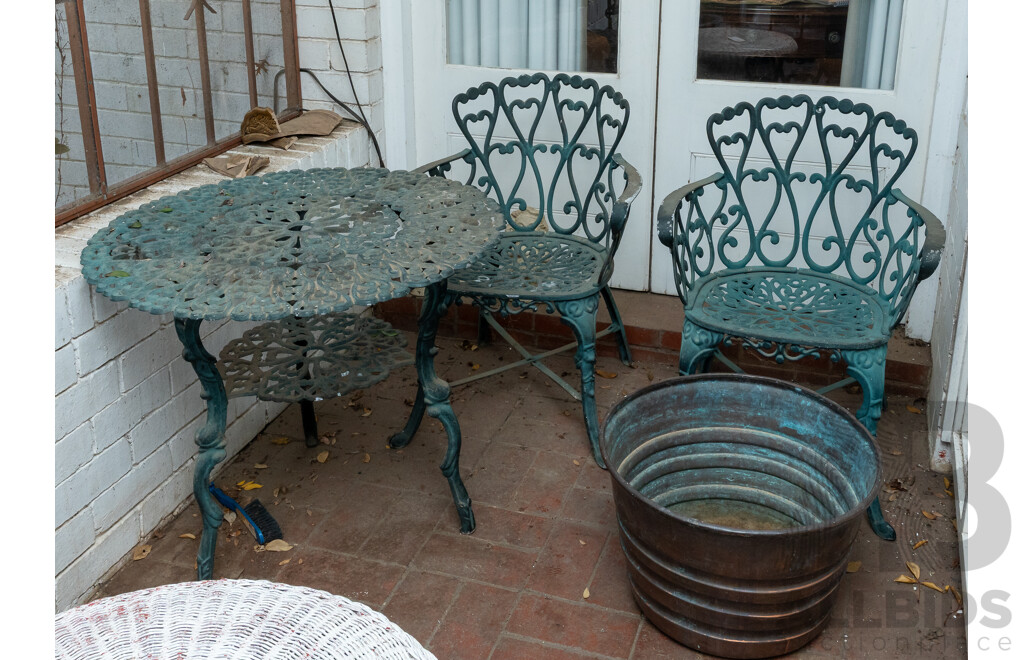Cast Alloy Four Piece Patio Suite with Original Painted Finish