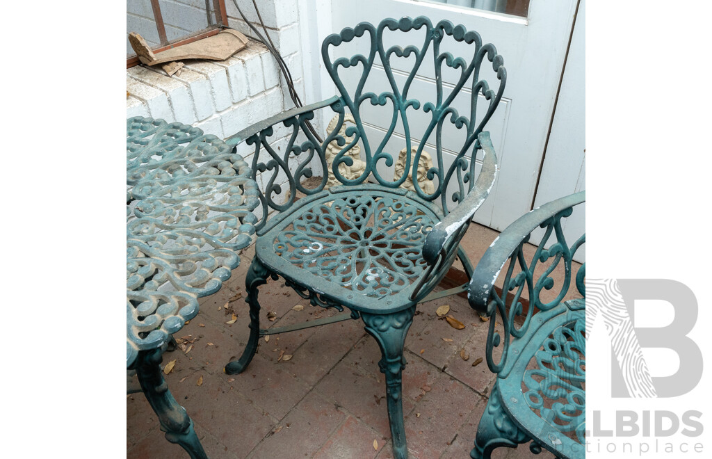 Cast Alloy Four Piece Patio Suite with Original Painted Finish