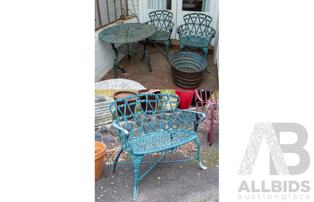 Cast Alloy Four Piece Patio Suite with Original Painted Finish