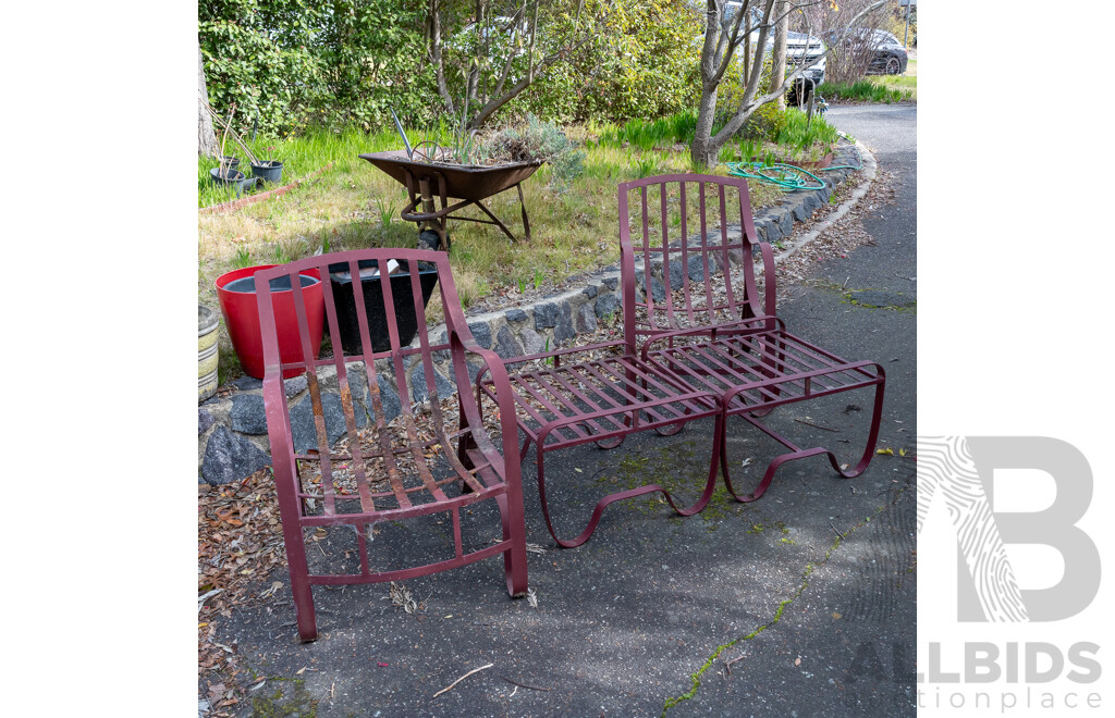 Vintage Four Piece Wrought Iron Garden Setting