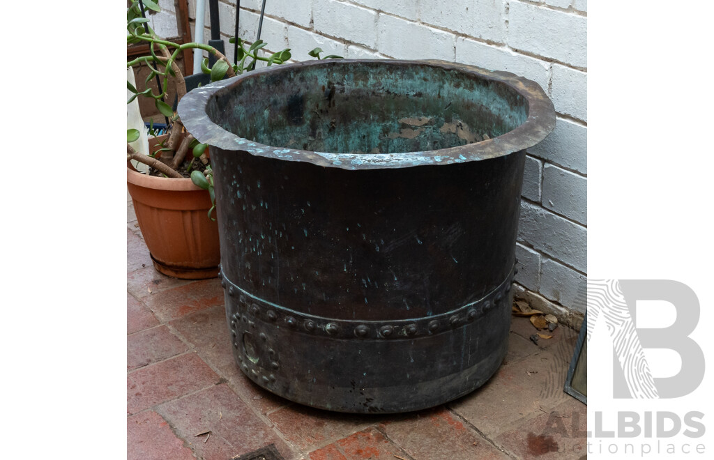Antique Copper Wash Tub with Rivet Joinery