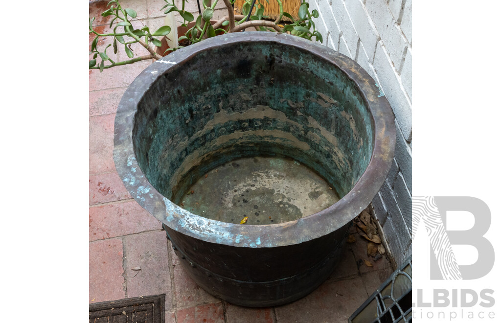 Antique Copper Wash Tub with Rivet Joinery