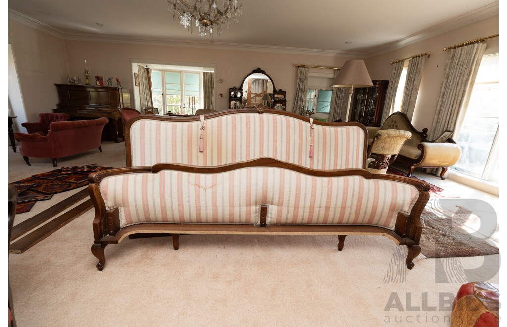 Victorian Walnut Upholstered King Sized Bed Frame