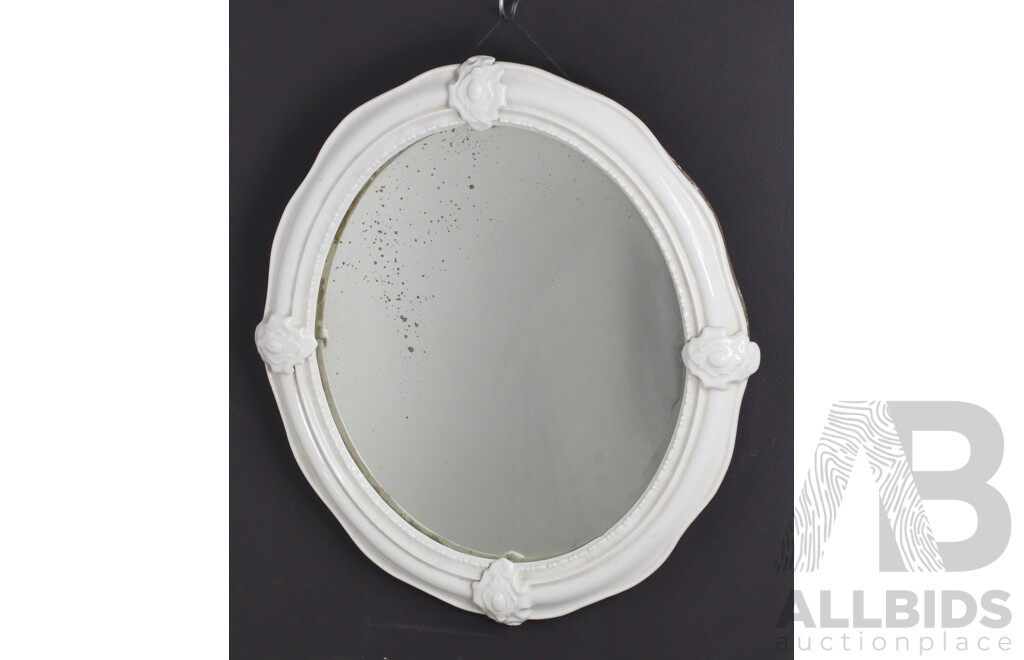 Vintage Glazed Porcelain Framed Mirror