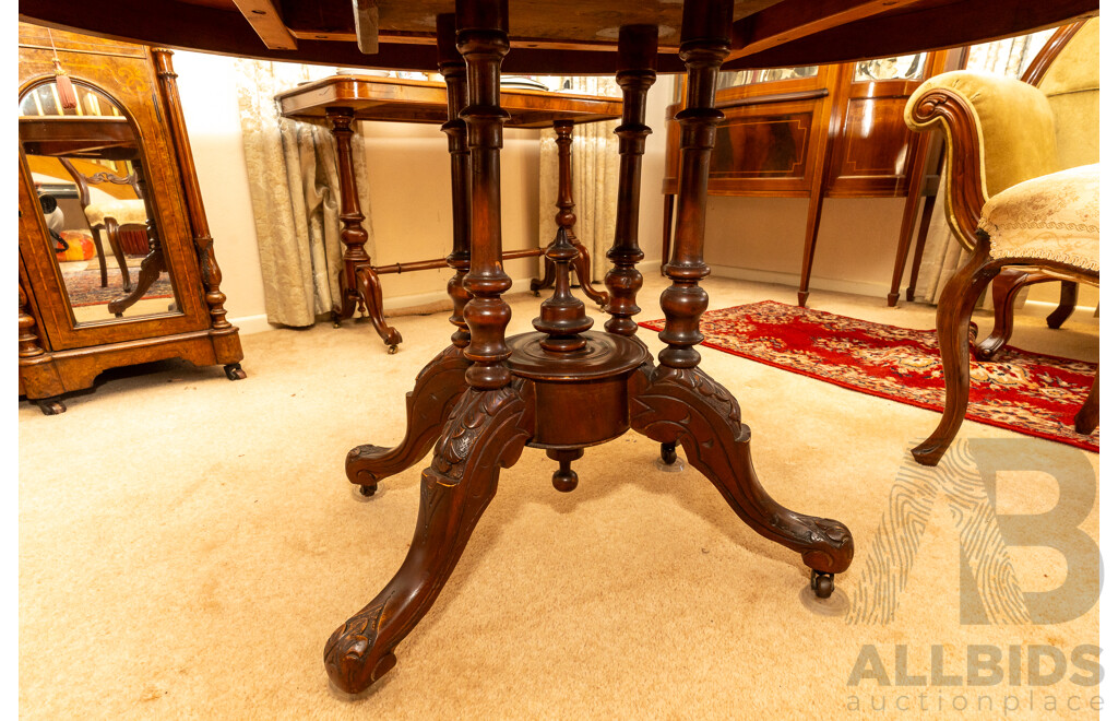 Victorian Burr Walnut Inlaid Tilt-Top 'Loo' Table