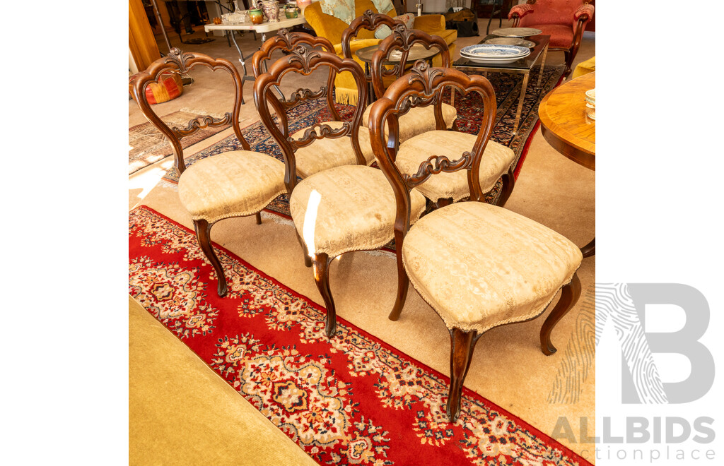 Set of Six Victorian Walnut Dining Chairs