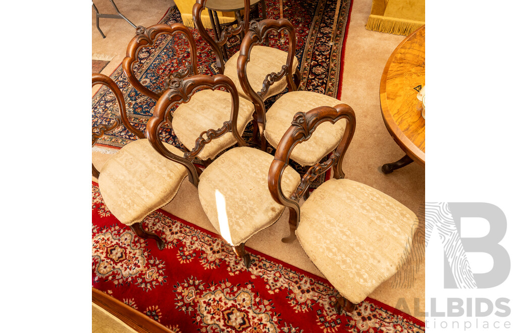 Set of Six Victorian Walnut Dining Chairs