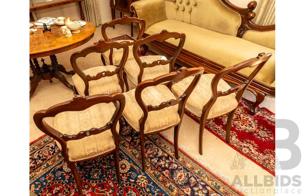 Set of Six Victorian Walnut Dining Chairs