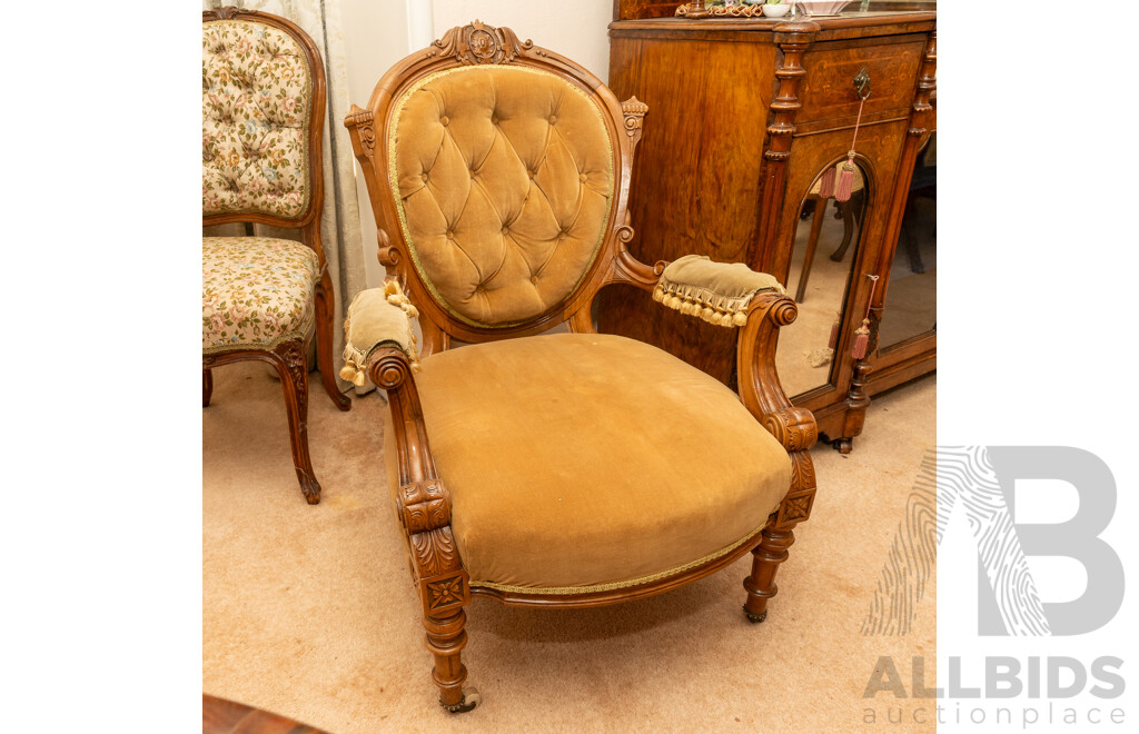 Victorian Walnut Grandfather Chair