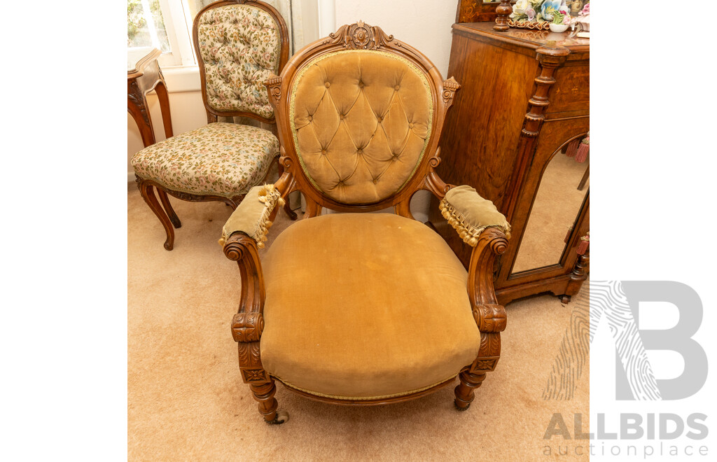 Victorian Walnut Grandfather Chair