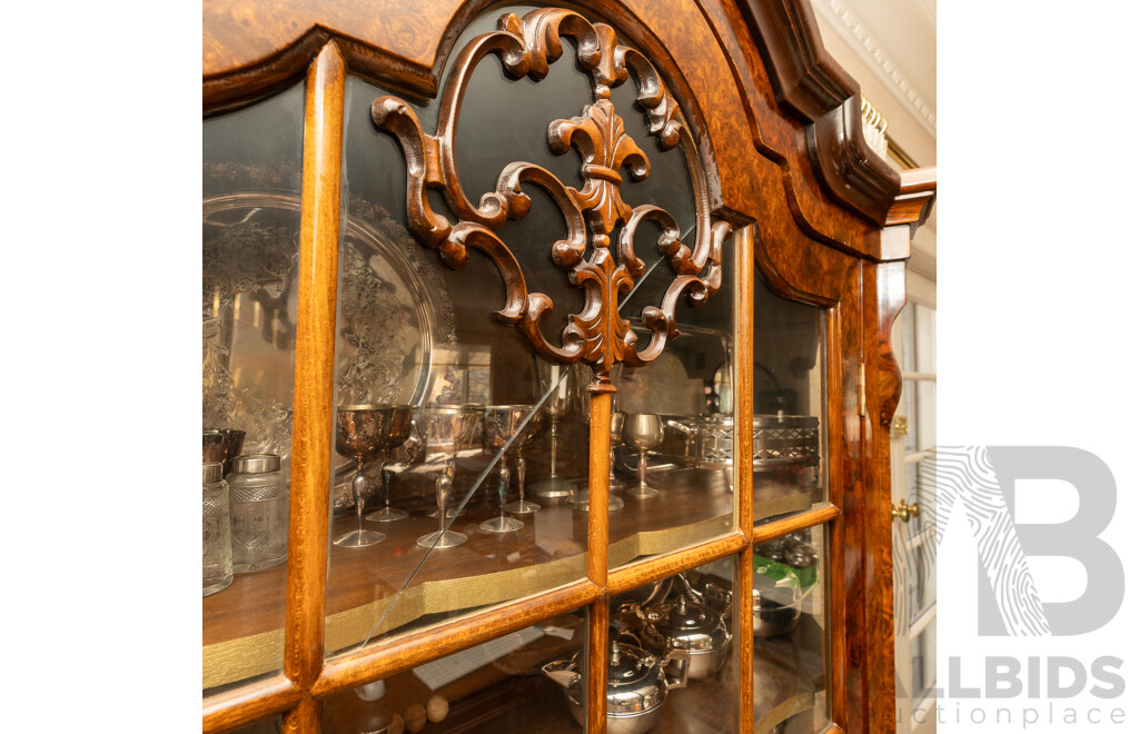 Early Victorian Dutch Bur Walnut Display Cabinet