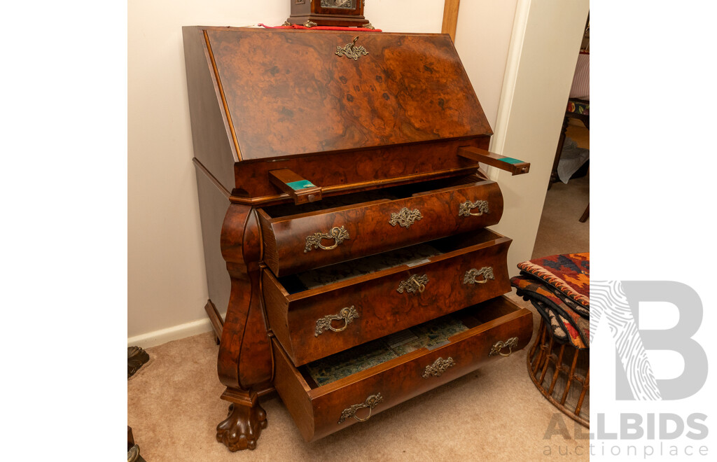 Victorian Burr Walnut Dutch Bureau