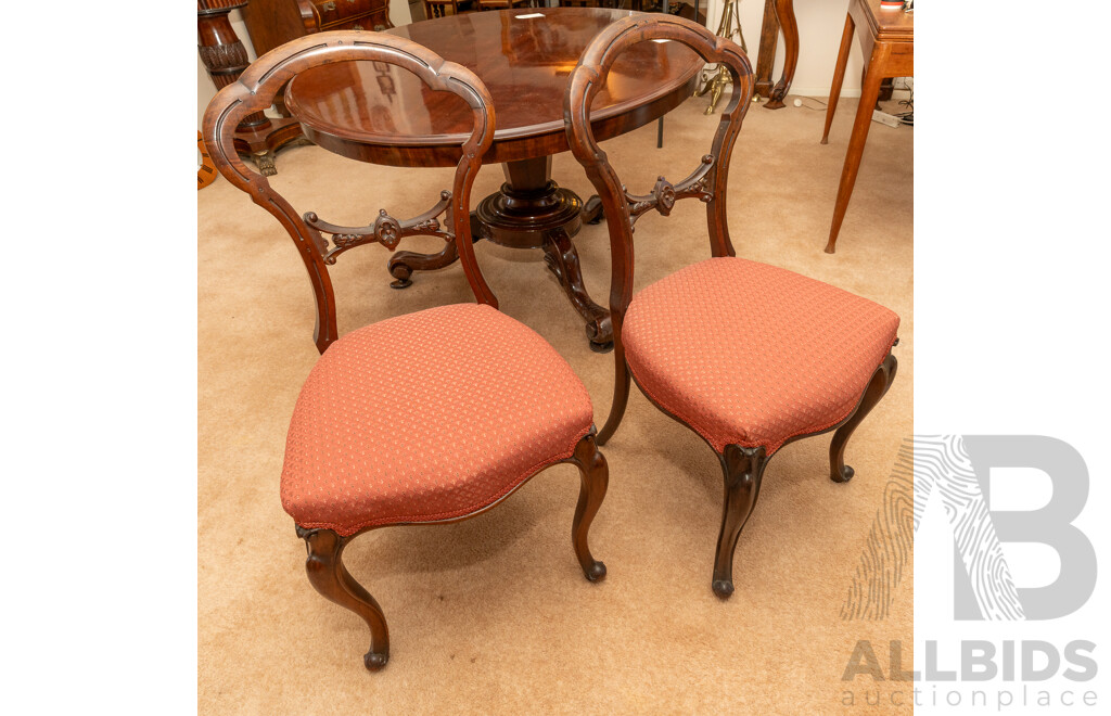 Victorian Mahogany Tilt-top 'Loo' Table with Two Dining Chairs