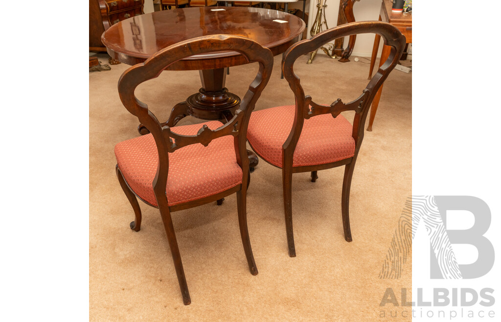 Victorian Mahogany Tilt-top 'Loo' Table with Two Dining Chairs