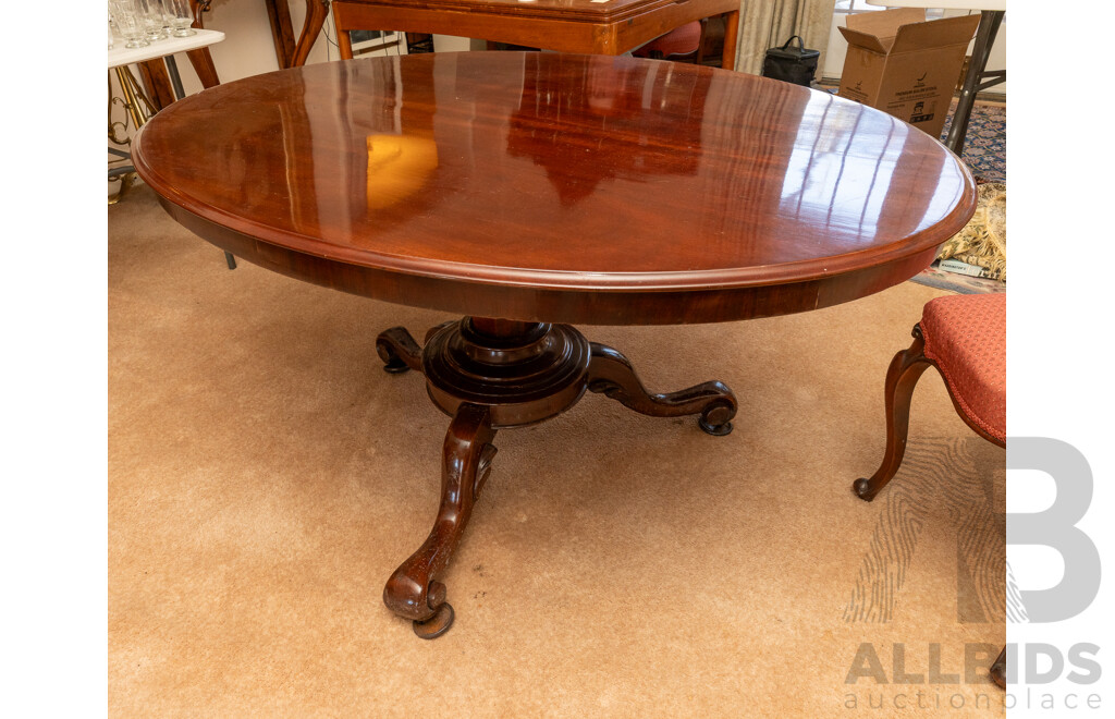 Victorian Mahogany Tilt-top 'Loo' Table with Two Dining Chairs