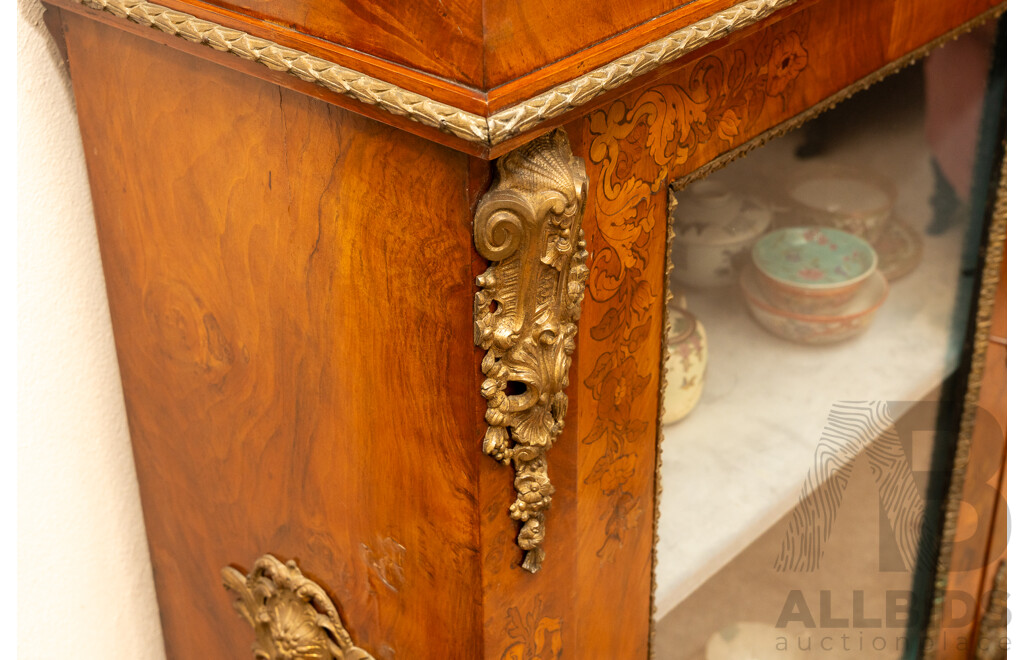 Early Victorian Bur Walnut Pier Cabinet with Extensive Inlay