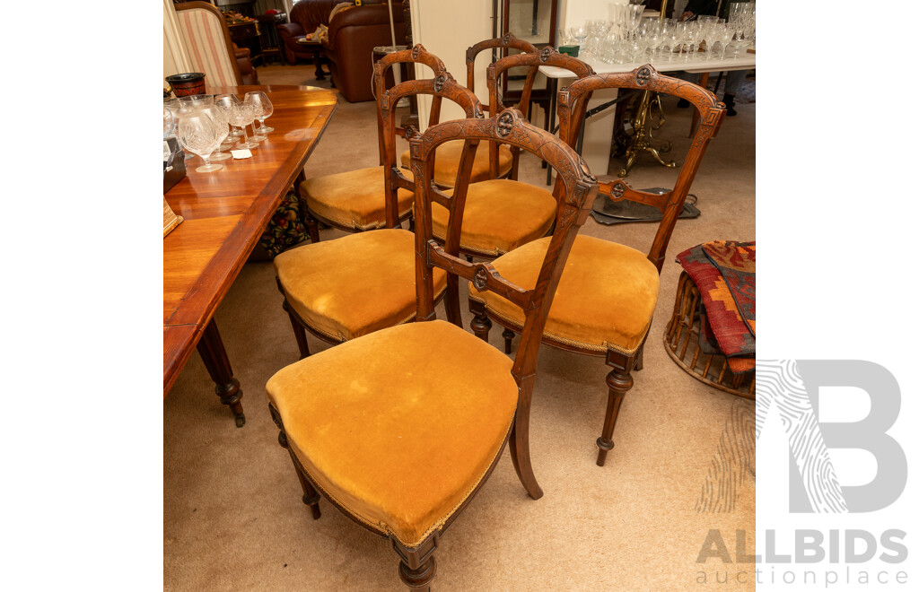 Set of Six Edwardian Walnut Dining Chairs