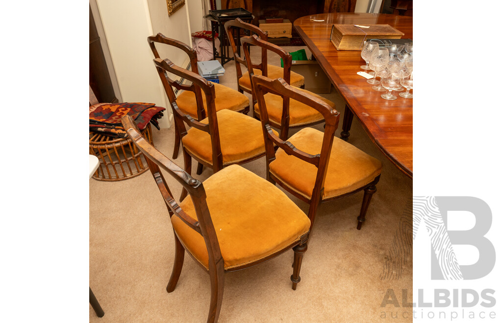 Set of Six Edwardian Walnut Dining Chairs