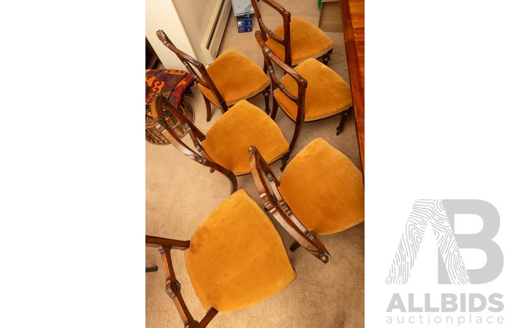 Set of Six Edwardian Walnut Dining Chairs