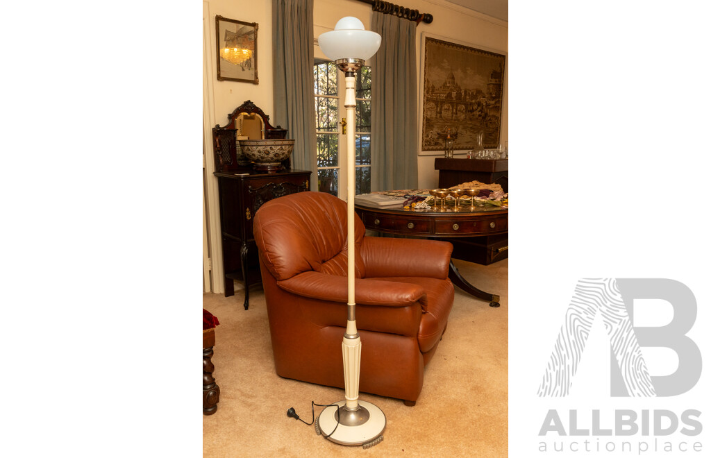 Art Deco Bakelite Floor Lamp with Glass Shade